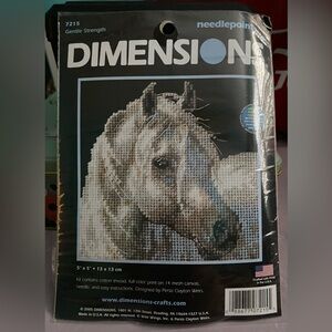 Dimensions Needlepoint Kit Gentle Strength White/Gray Horse #7215 5” x 5”  NWT